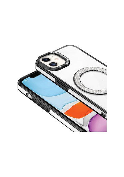 Teleplus Apple Uyumlu iPhone 11 Kılıf Karetta Diamod Taş Desenli Magsafeli Kapak
