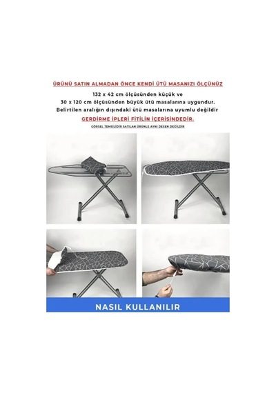 Ütü Masası Örtüsü Kılıfı 138x48cm Ayarlanabilir Ipli Kılıf Bezi Krem Çok Renkli