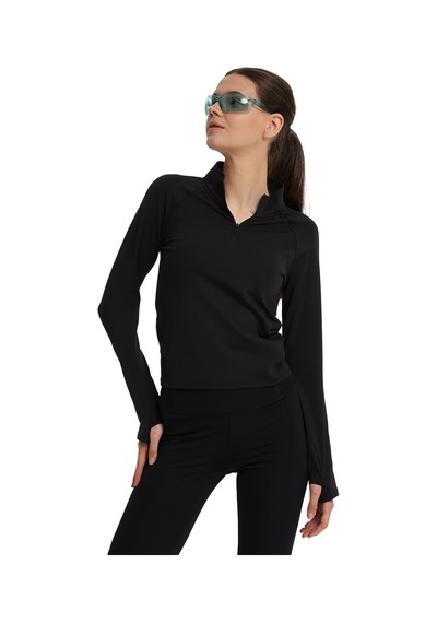 Sportive Dewey Half-zip Kadın Siyah Koşu T-shirt 25kk1033-syh 1776392 SIYAH
