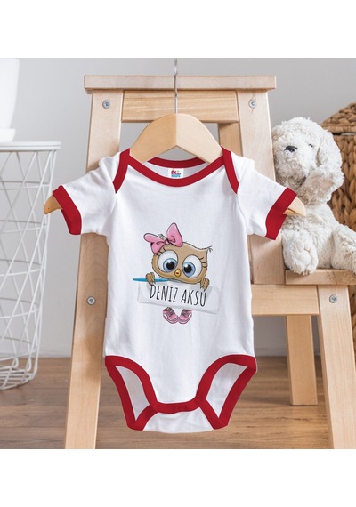 Bk Gift Bk Kids Kişiye Özel İsimli Kırmızı Bebek Body Zıbın-46 3-6 Ay