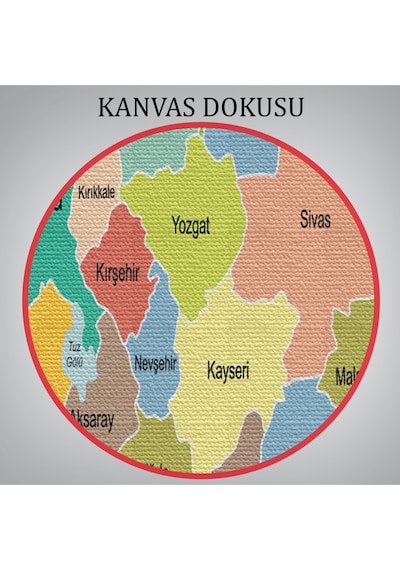 Türkiye Haritası Kanvas Tablo Eğitici Ve Öretici Dekoratif Tablo Tablo 3118 95 X 55