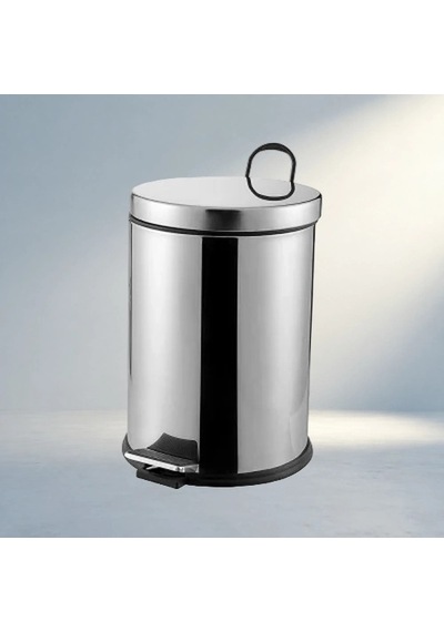 Şık Pedallı Çöp Kovası 12lt Krom Metal Tasarım 10l Siyah