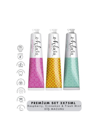 Ohlala Raspberry, Cinnamon & Fresh Mint Premium Set 3 X 75 Ml Diş Macunu