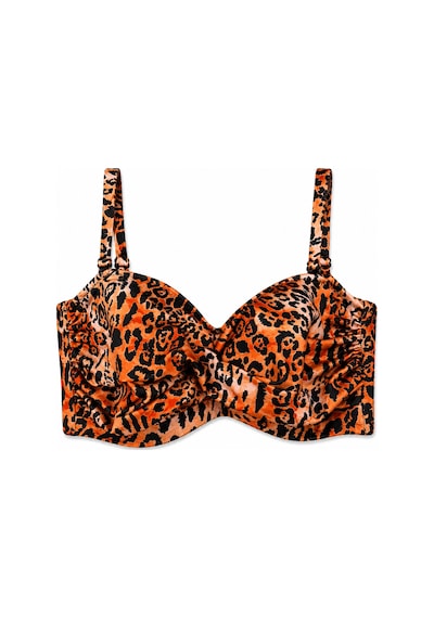 Büyük Beden Straplez Ayarlanabilir İnce Askılı Desenli Kadın Bikini Üst Leopar