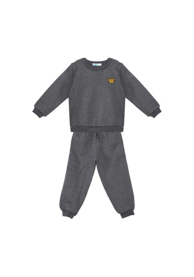 Denokids Kedi Erkek Bebek Koyu Gri Eşofman Takım