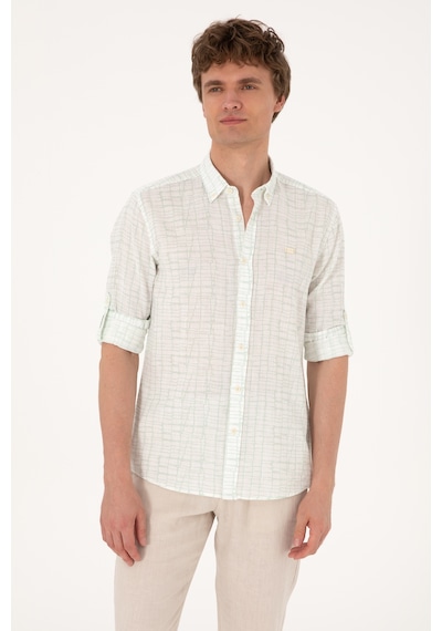 U.s. Polo Assn. Erkek Su Yeşili Gömlek Desenli 50300444-vr048 Su Yesılı