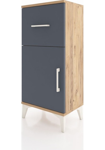 Arges Komodin Tek Raflı Tek Çekmeceli Tek Kapaklı 44x30x96 Çam-antrasit Atlas Çam