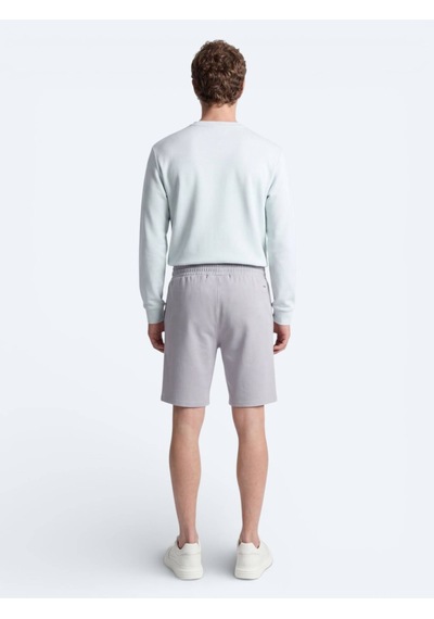 Kip Gri Düz Örme Jogging Fit Spor Bermuda
