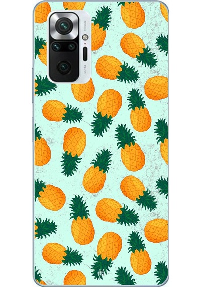 Redmi Note 10 Pro Uyumlu Ananaslar Baskılı Silikon Kılıf Renkli