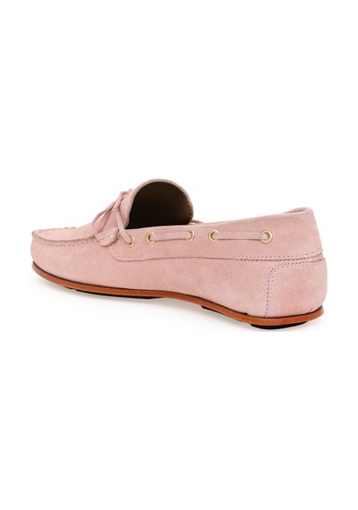 Cacharel Pudra Kösele Taban %100 Deri Loafer Ayakkabı Pembe