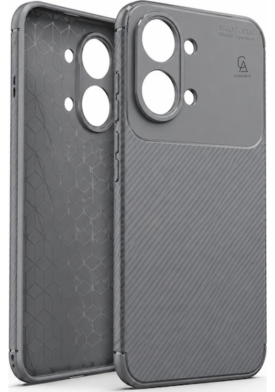 Xiaomi Poco X8 Pro Max Uyumlu Kılıf Karbon Tasarım Kamera Korumalı Silikon Telefon Kılıfı Kapak Gri