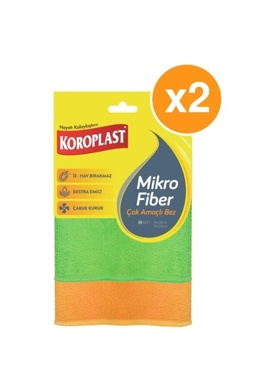 Mikrofiber Çok Amaçlı Bez, 2'li X 2 Paket, 36x38 Cm Ve 30x30 Cm Çok Renkli