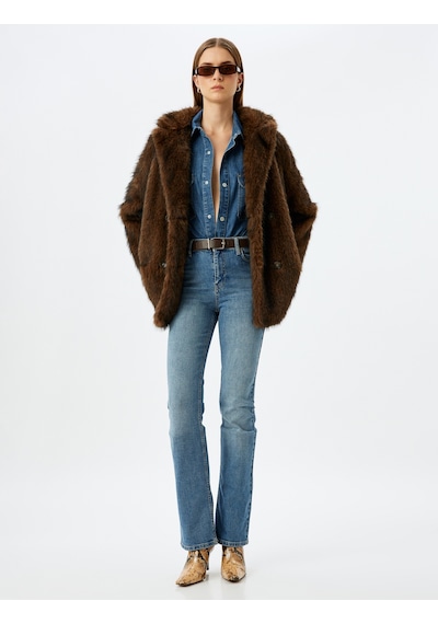Koton Düşük Bel İspanyol Paça Slim Fit Düğmeli Cepli Kot Pantolon - Flare Jean Orta İndigo 5wal40239md İndigo Koton Düşük Bel İspanyol Paça Slim Fit Düğmeli Cepli Kot Pantolon - Flare Jean Orta İndigo 5wal40239md İndigo