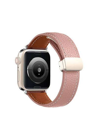 Apple Watch 42mm Kr414 Daks Deri Kordon - Pembe