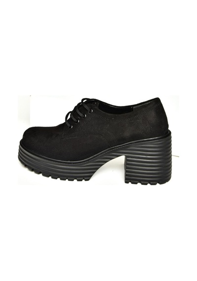 Fox Shoes R996054002 Siyah Süet Kalın Topuklu Kadın Ayakkabı Siyah