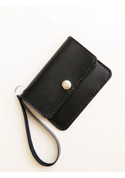 Luna Luster Hakiki Deri Minimal Tasarım Unisex Siyah Kartlık & Cüzdan SİYAH