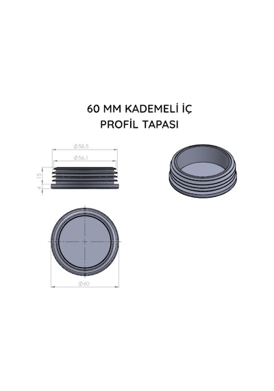 Cateksss 60x60 Mm Profil İçin Kademeli İçe Geçme Profil Tapası, Profil Kapak, Profil Tapa Ral9016 Beyaz - 42 Li Paket
