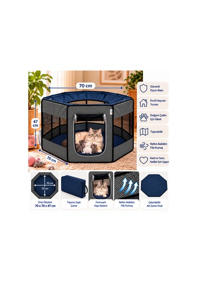 Missidea Pawingo Gri Kedi Ve Köpek Doğum Çadırı Katlanabilir Pet Oyun Alanı Ve Yuvası
