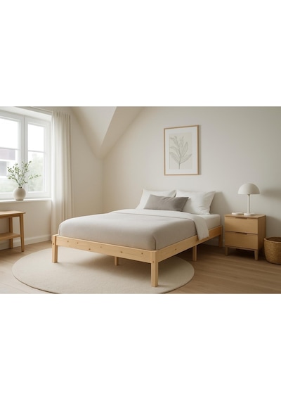 Doğal Masif Ahşap Butik Karyola Naturel Başlıksız 120x200