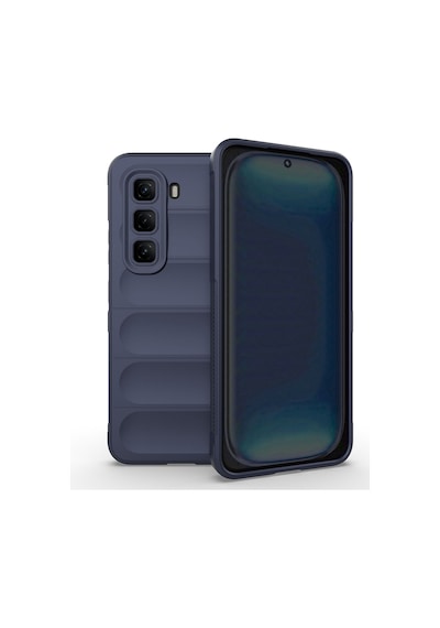 Xemu İnfinix Hot 50 4g Kılıf Esnek Tpu Oyuklu Arka Yüzey Tasarımlı Etnik Silikon Lacivert