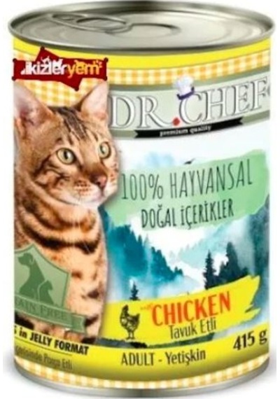 Dr.Chef Tahılsız Tavuklu Konserve Yetişkin Kedi Maması 24 x 415 G