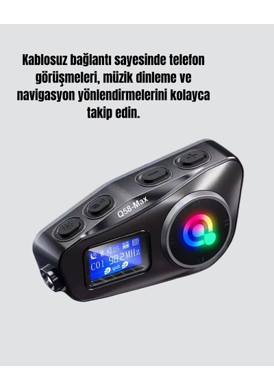 Northcity Lcd Ekranlı Bluetooth Kask Kulaklığı Fm Radyo Ve Sd Kart Girişli - 500m İnterkom Ve Gürültü Önleyici