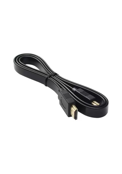 Powermaster Hk-25508 Düz Siyah 1.5 Metre Flat Yassı Gold Uçlu 19 Pin Hdmı Kablo