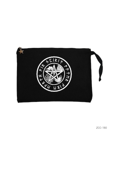 Zepplin Giyim The Witches Pentagram Siyah Clutch Astarlı Cüzdan / El Çantası