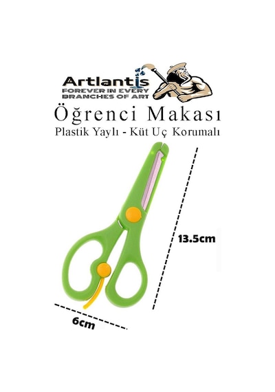 Mavi Öğrenci Makası 1 Adet Plastik Yaylı Küt Uç Korumalı Okul Makası Çocuk Makası Okul Öncesi Kreş Ana Sınıfı
