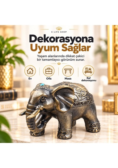 Lüks Alaşım Metal Fil Figürlü Kapaklı Dekoratif Küllük Ve Takı Saklama Kutusu Metal Biblo 18 X 12 Cm 85349586