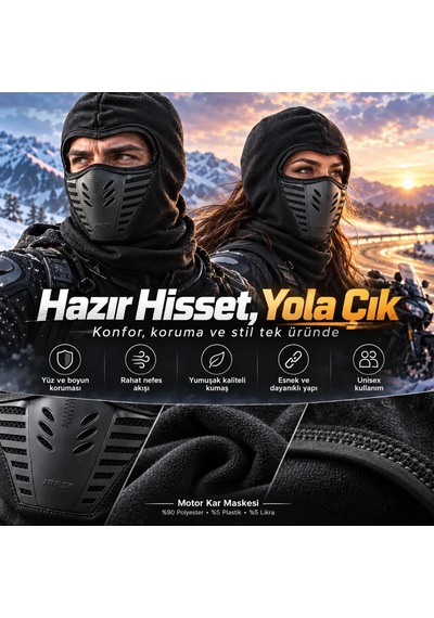 Biçomi Airflow Pro Nefes Alan Termal Balaklava Buğu Önleyici Tam Baş & Boyun Koruyucu Kar/motorcu Siyah