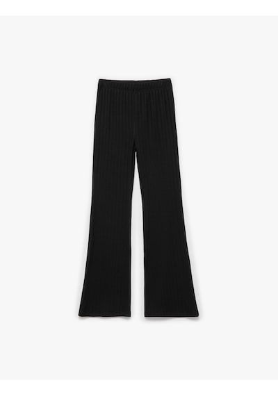 Koton Viskon Karışımlı Beli Lastikli İspanyol Paça Pantolon Siyah 6wkg40076ak Siyah