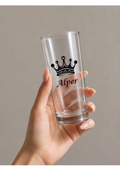 Kişiye Özel Tasarımlı Kral Ve Kraliçe Tacı Tasarımlı İsim Yazılabilen 230 Ml 2 Adet Rakı Bardağı Şeffaf