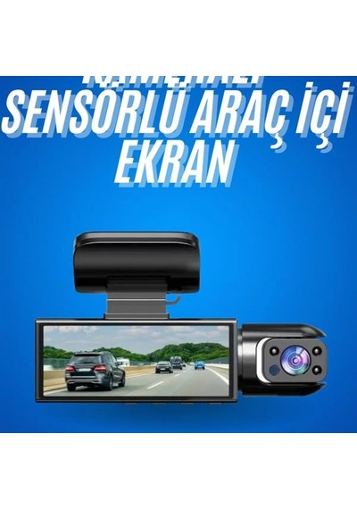 Full Hd 1296p Ön Ve Arka Kameralı Ekranlı Araç İçi Kamera 360 Döner İç Kamera Gece Görüşlü