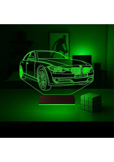 Luvivia Araba Bmw Tasarım Kişiye Özel 3d Lamba - Masa Gece Lambası Şeffaf