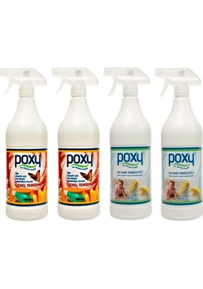 Poxy Genel Temizlik 2 x 1 L + Fayans Temizleyici 2 x 1 L