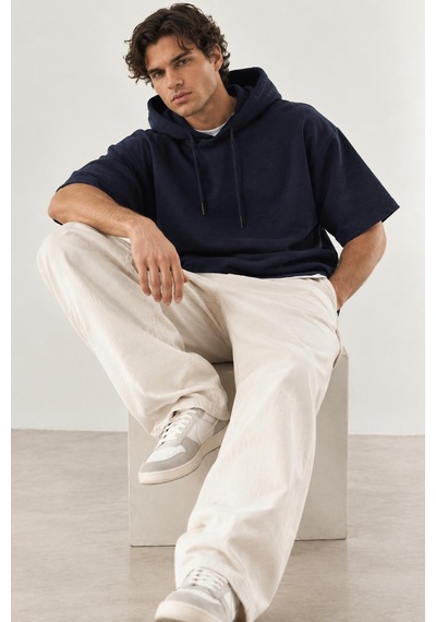 Alexandergardi Cropped Kapüşonlu Kısa Kollu Sweatshirt Lacivert