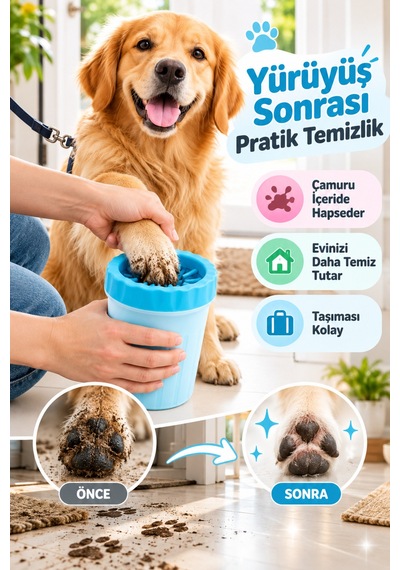Evcil Hayvan Pati Yıkama Kabı Kedi Köpek Silikon Fırçalı Pratik Pati Temizleyici