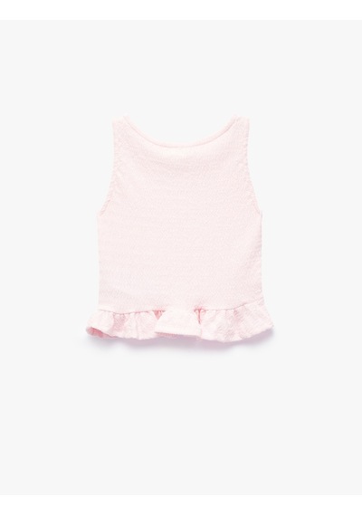 Koton Bisiklet Yaka Kolsuz Fırfır Detaylı Bluz Pembe 6skg60122ak Gül