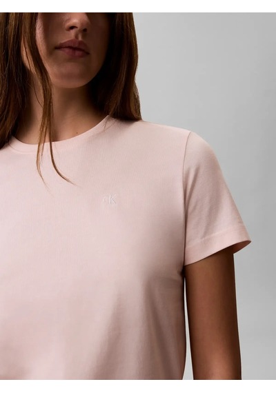 Calvin Klein Ss Monogram Crew Tee, Vg3 Pembe Kadın T-shirt