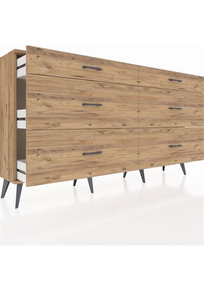 Arges Konsol 6 Çekmeceli 176x30x99 Çam-çam Çam-çam