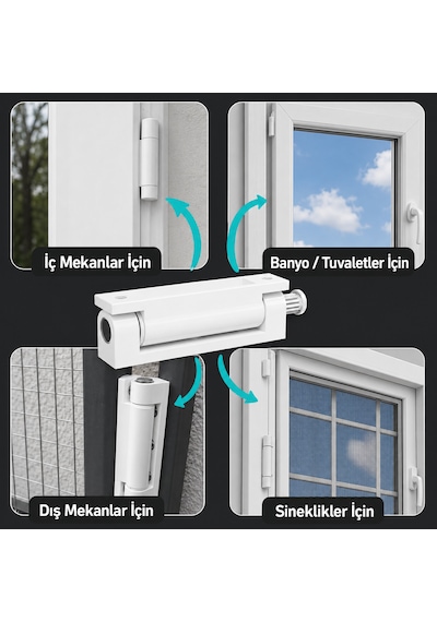 Pimapen Kapı Menteşesi Beyaz 90 Mm Pvc Kapı Menteşesi, Ayarlanabilir Metal Pim 2 Adet