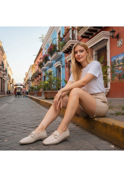 Aska Shoes Günlük Tokalı Babet 2025aska006 Bej