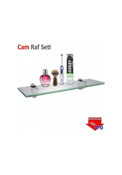 Cam Raf Tekli Duvar Rafı Kaliteli Etejer Kitaplık 50X12Cm
