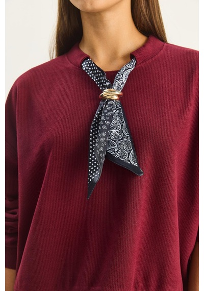 Shade Kadın Fular Detaylı Pamuklu Ottoman Sweatshirt 6931 60283689 - Bordo