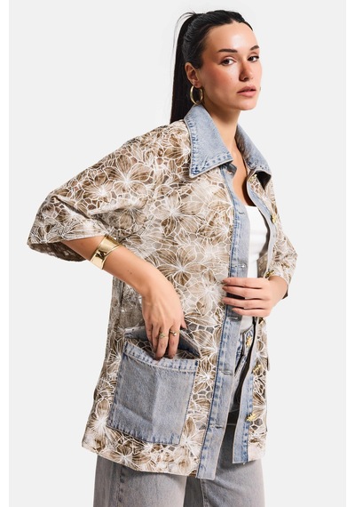 Itsbasic Kadın Kot Kahve 4s6-65 Oversize Özel Tasarım Gül Dantel Detaylı Ceket Gömlek Kot Rengi Itsbasic Kadın Kot Kahve 4s6-65 Oversize Özel Tasarım Gül Dantel Detaylı Ceket Gömlek Kot Rengi