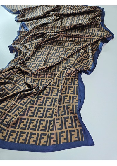 Miorel Scarfs F Desen İthal Vual İpek Şal Aksesuar Fular Silk Scarfs Shawl Hijab Kahverengi