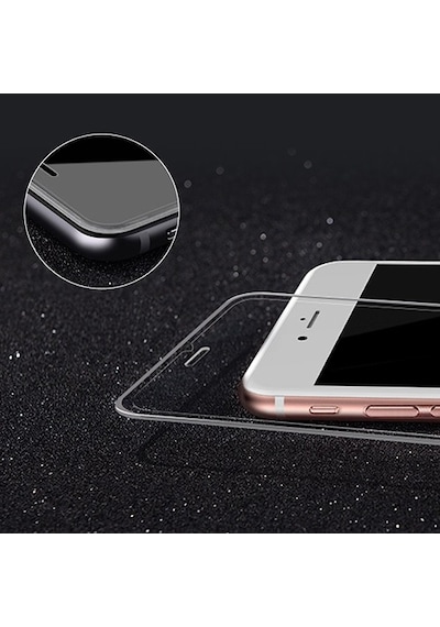 Bufalo Apple Uyumlu   iPhone 7/8 Ekran Koruyucu Silikon Çerçeveli 5D Temperli Cam Şeffaf