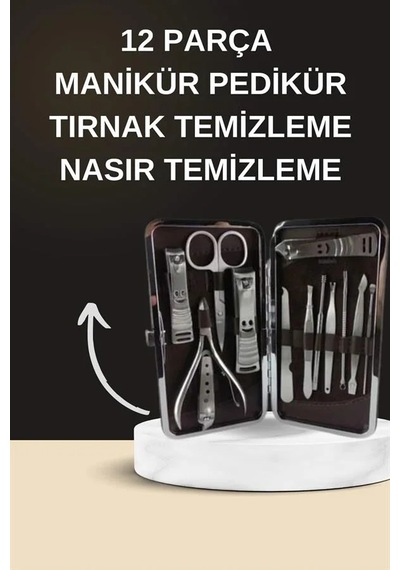 Elektrikli Manikür Pedikür Seti İkili Set 12 Parça Tırnak Bakımı Törpü Protez Çıkarma 63517100
