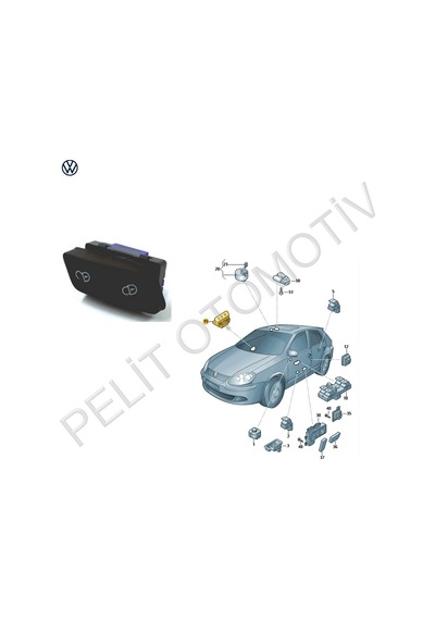 Golf 2004-2014 Merkezi Kilit Düğmesi 1k0962125b